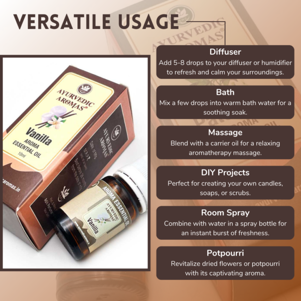 Ayurvedic Aromas Vanilla Diffuser Aroma Oil 10ml - Image 3